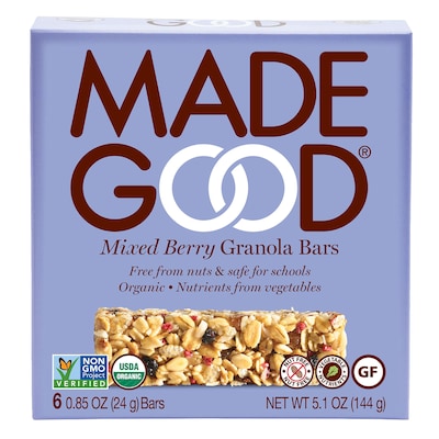 MadeGood Gluten Free Mixed Berry Granola Bar, 0.85 oz., 6 Bars/Box (307-00245)