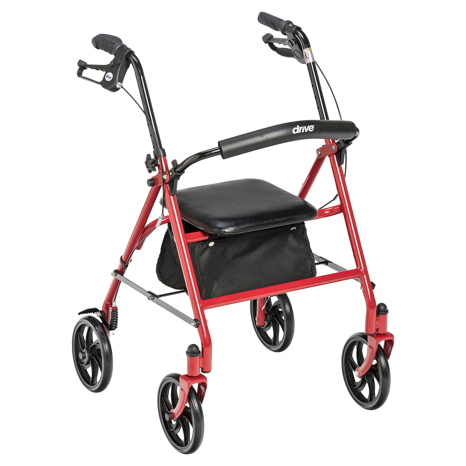 Drive Medical Four Wheel Rollator Rolling Walker with Fold Up Removable Back Support Red (10257RD-1)