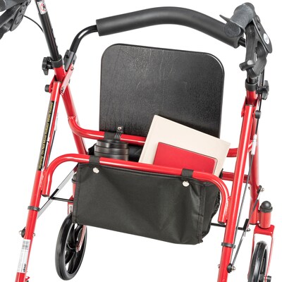 Drive Medical Four Wheel Rollator Rolling Walker with Fold Up Removable Back Support Red (10257RD-1)