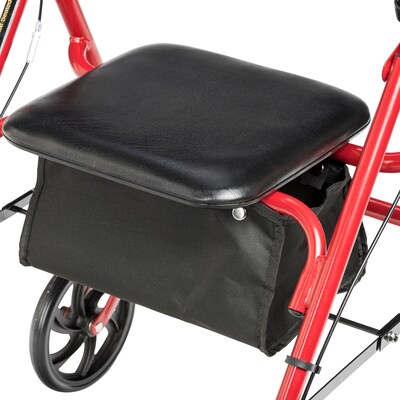 Drive Medical Four Wheel Rollator Rolling Walker with Fold Up Removable Back Support Red (10257RD-1)