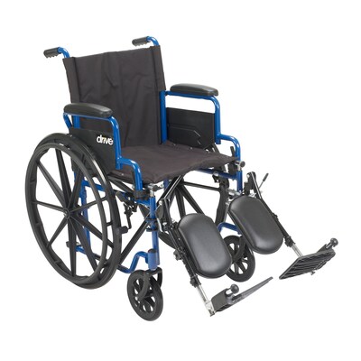 Drive Medical Blue Streak Wheelchair with Flip Back Desk Arms Elevating Leg Rests 16 Seat (BLS16FBD