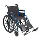 Drive Medical Blue Streak Wheelchair with Flip Back Desk Arms Elevating Leg Rests 16" Seat (BLS16FBD-ELR)