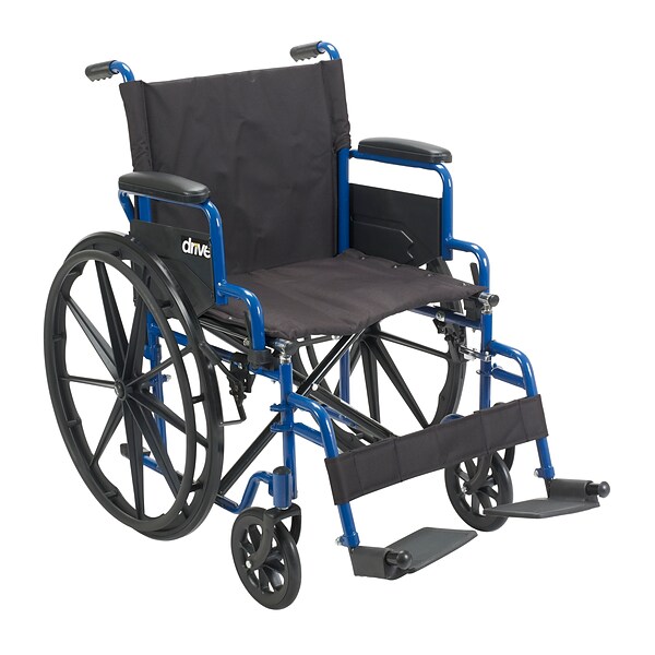 Drive Medical Blue Streak Wheelchair with Flip Back Desk Arms Swing Away Footrests 16 Seat (BLS16FBD-SF)
