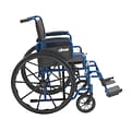 Drive Medical Blue Streak Wheelchair with Flip Back Desk Arms Swing Away Footrests 16 Seat (BLS16FB