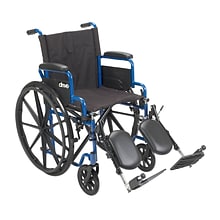 Drive Medical Blue Streak Wheelchair with Flip Back Desk Arms Elevating Leg Rests 18 Seat (BLS18FBD