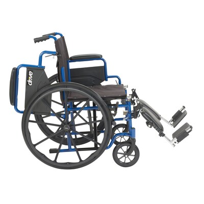 Drive Medical Blue Streak Wheelchair with Flip Back Desk Arms Elevating Leg Rests 18" Seat (BLS18FBD-ELR)