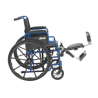 Drive Medical Blue Streak Wheelchair with Flip Back Desk Arms Elevating Leg Rests 18" Seat (BLS18FBD-ELR)
