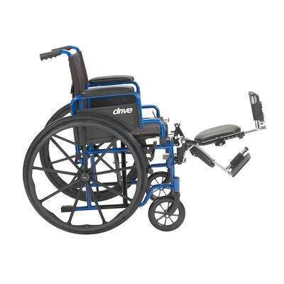Drive Medical Blue Streak Wheelchair with Flip Back Desk Arms Elevating Leg Rests 20" Seat (BLS20FBD-ELR)