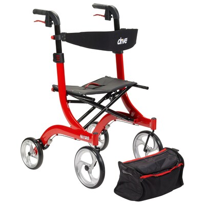 Drive Medical Nitro Euro Style Rollator Rolling Walker Red (RTL10266)