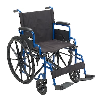Drive Medical Blue Streak Wheelchair with Flip Back Desk Arms Swing Away Footrests 20 Seat (BLS20FB