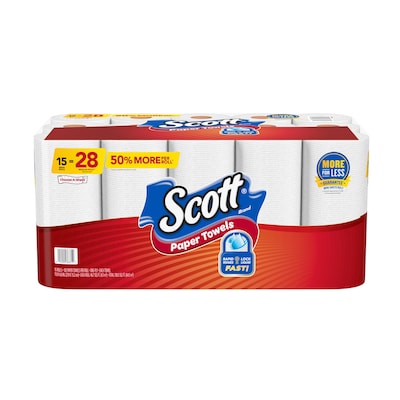 Scott Choose-A-Sheet Kitchen Roll Paper Towel, 1-Ply, 102 Sheets/Roll, 15 Rolls/Pack (36371/55417)