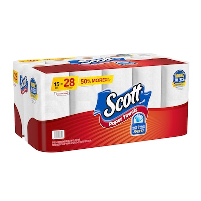Scott Choose-A-Sheet Kitchen Roll Paper Towel, 1-Ply, 102 Sheets/Roll, 15 Rolls/Pack (36371/55417)