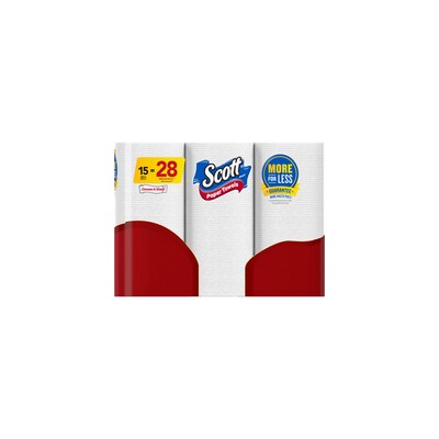 Scott Choose-A-Sheet Kitchen Roll Paper Towel, 1-Ply, 102 Sheets/Roll, 15 Rolls/Pack (36371/55417)