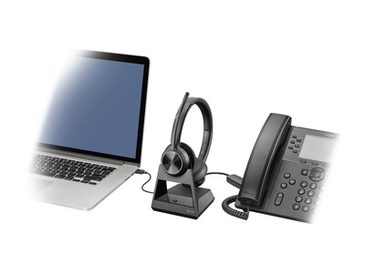 Poly Savi 7320 Wireless Stereo Headset, Over-the-Head, Black (7S435AA#ABA)