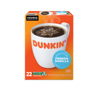 Dunkin' French Vanilla Coffee Keurig® K-Cup® Pods, Medium Roast, 22/Box (5000363272)