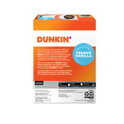 Dunkin' French Vanilla Coffee Keurig® K-Cup® Pods, Medium Roast, 22/Box (5000363272)