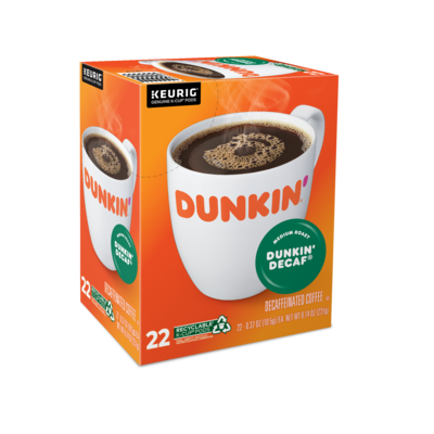 Dunkin' Decaf Coffee Keurig® K-Cup® Pods, Medium Roast, 22/Box (400846)