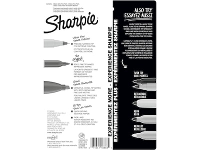 Sharpie Variety Pack Permanent Markers, Assorted Tips, Black, 6/Pack (2135318)