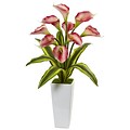 Nearly Natural Callas with Tropical Leaves in Glossy Planter (1462-PK)