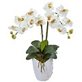 Nearly Natural Double Phalaenopsis Orchid in White Vase (1480-CR)