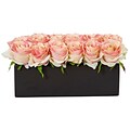 Nearly Natural Roses in Rectangular Planter (1487-LP)
