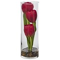 Nearly Natural Tulips in Cylinder Glass (1497)