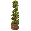 Nearly Natural 4’ English Ivy Spiral Tree in Metal Planter UV Resistant, Indoor/Outdoor (5856)