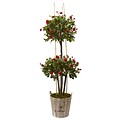 Nearly Natural 5.5’ Rose Topiary Tree with Farmhouse Planter (5945)