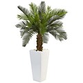 Nearly Natural 3’H Cycas Tree in White Tower Planter (5973)