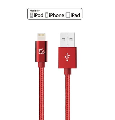 Apple Certified Durable Lightning Cable for iPhone, iPad, 4ft Red (LGHTMFI4FT-RED)