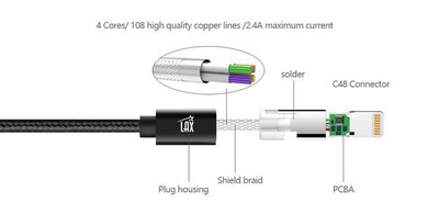 Apple Certified Durable Lightning Cable for iPhone/iPad, 6-ft, Black (LGHTMFI6FT-BLK)