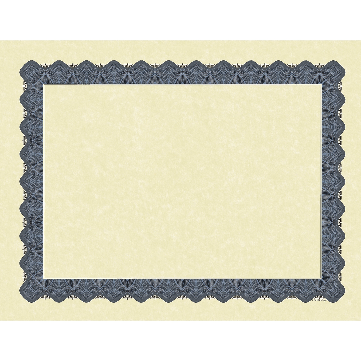 Great Papers Metallic Certificates, 8.5 x 11, Beige/Blue, 100/Pack (934400)