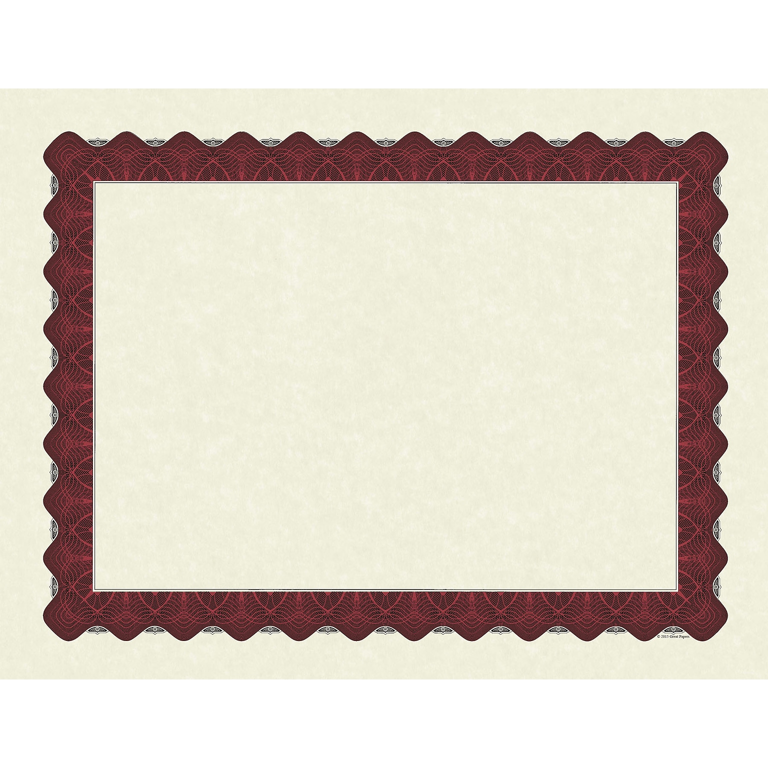 Great Papers Certificates, 8.5 x 11, Beige and Mattec Red, 25/Pack (934125)