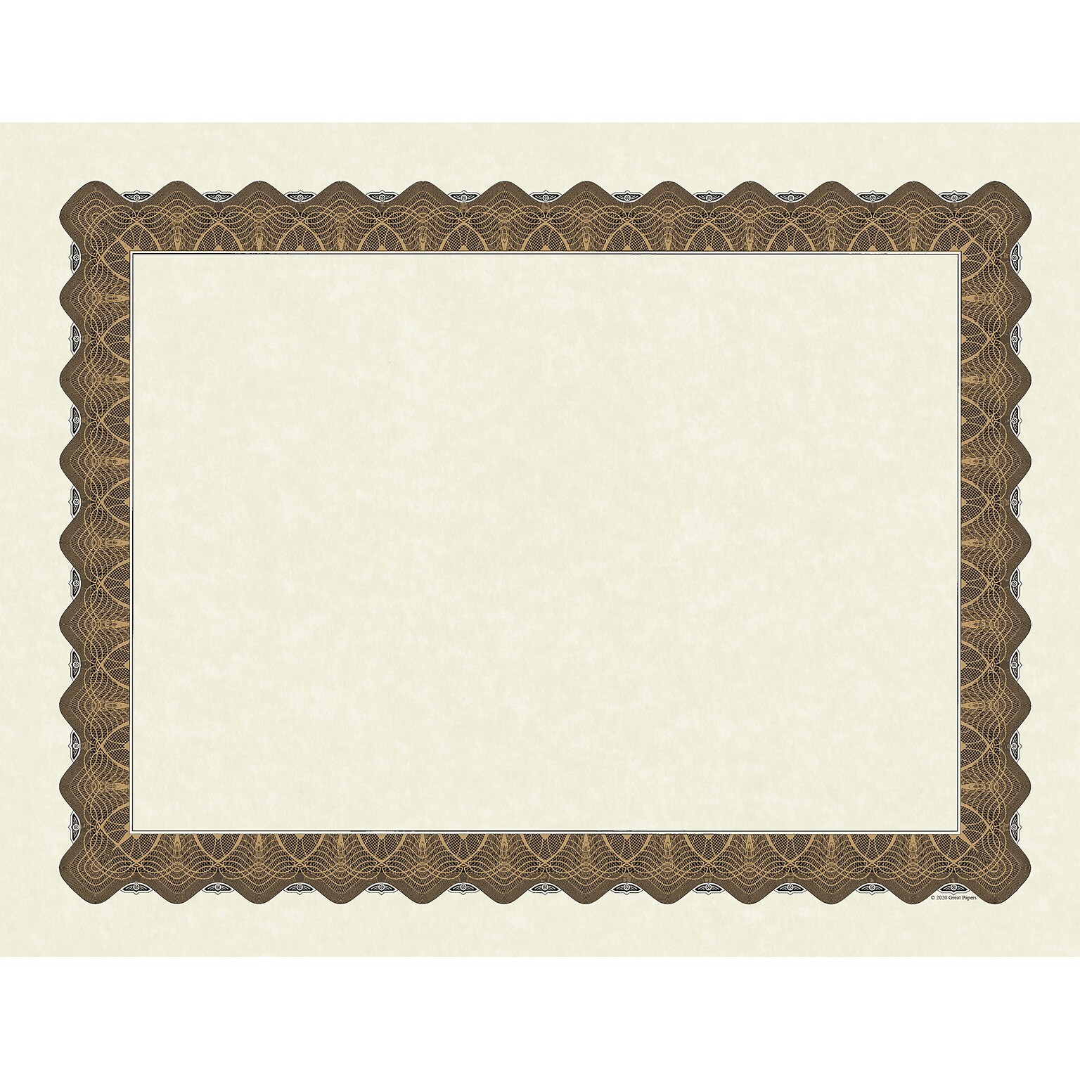 Great Papers Matte Certificates, 8.5 x 11, Beige/Gold, 100/Pack (934000)