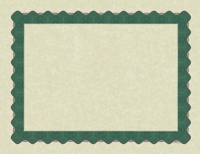 Great Papers Metallic Certificates, 8.5 x 11, Beige/Green, 100/Pack (934200)