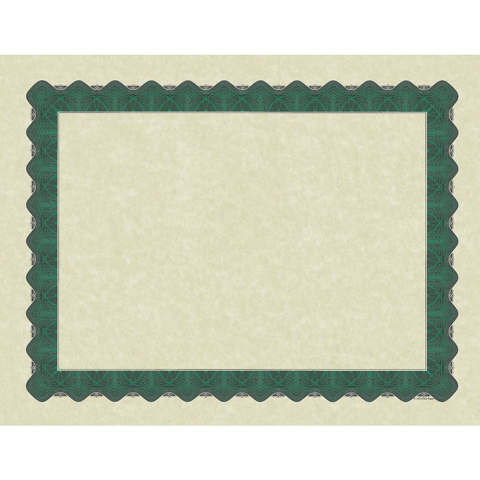 Great Papers Metallic Certificates, 8.5 x 11, Beige/Green, 100/Pack (934200)