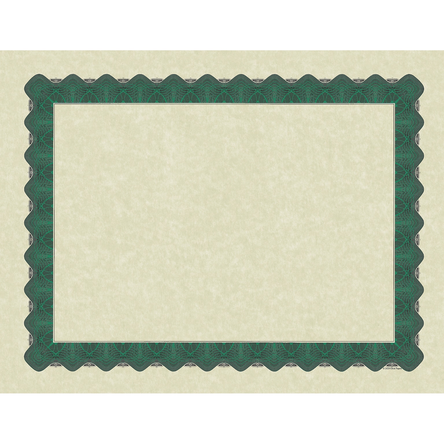 Great Papers Metallic Certificates, 8.5 x 11, Beige/Green, 100/Pack (934200)