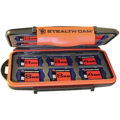 STEALTH CAM Heavy-Duty Memory Card Storage Case, Holds Up to 24 Cards, Black/Orange (GSMSTCMCSC)
