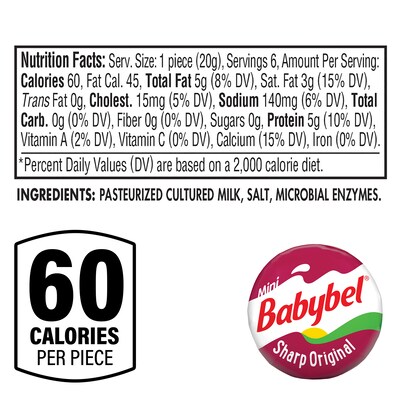 Babybel Mini Variety Cheese, 4.5 oz., 5/Pack (600-00234)