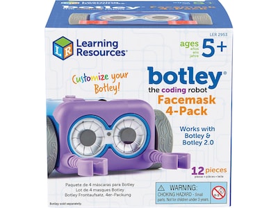 Photo 1 of Learning Resources Botley The Coding Robot Facemask, Light Blue/Dark Blue/Purple/Translucent Yellow, 4/Pack (LER 2953)
