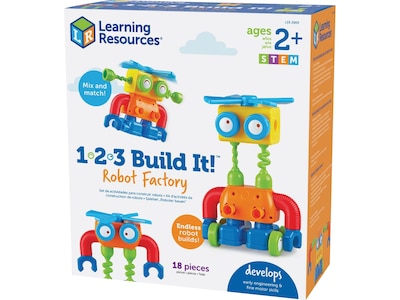 Learning Resources 1-2-3 Build It! Robot Factory, Multicolor (LER 2869)