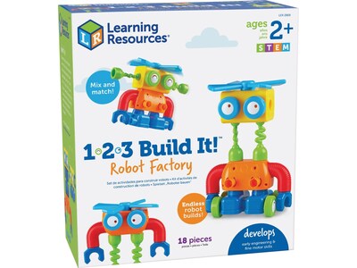 Learning Resources 1-2-3 Build It! Robot Factory, Multicolor (LER 2869)