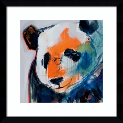 Amanti Art Framed Art Print Call Me Panda by Angela Maritz 17W x 17H Frame Satin Black (DSW3902617)