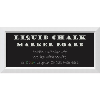 Amanti Art Framed Liquid Chalk Marker Board Panel Blanco White 33W x 15H Frame White (DSW3908048)