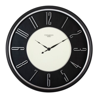 Studio Designs Home Modern Raised Numeral Wall Clock 29” Black (73000)