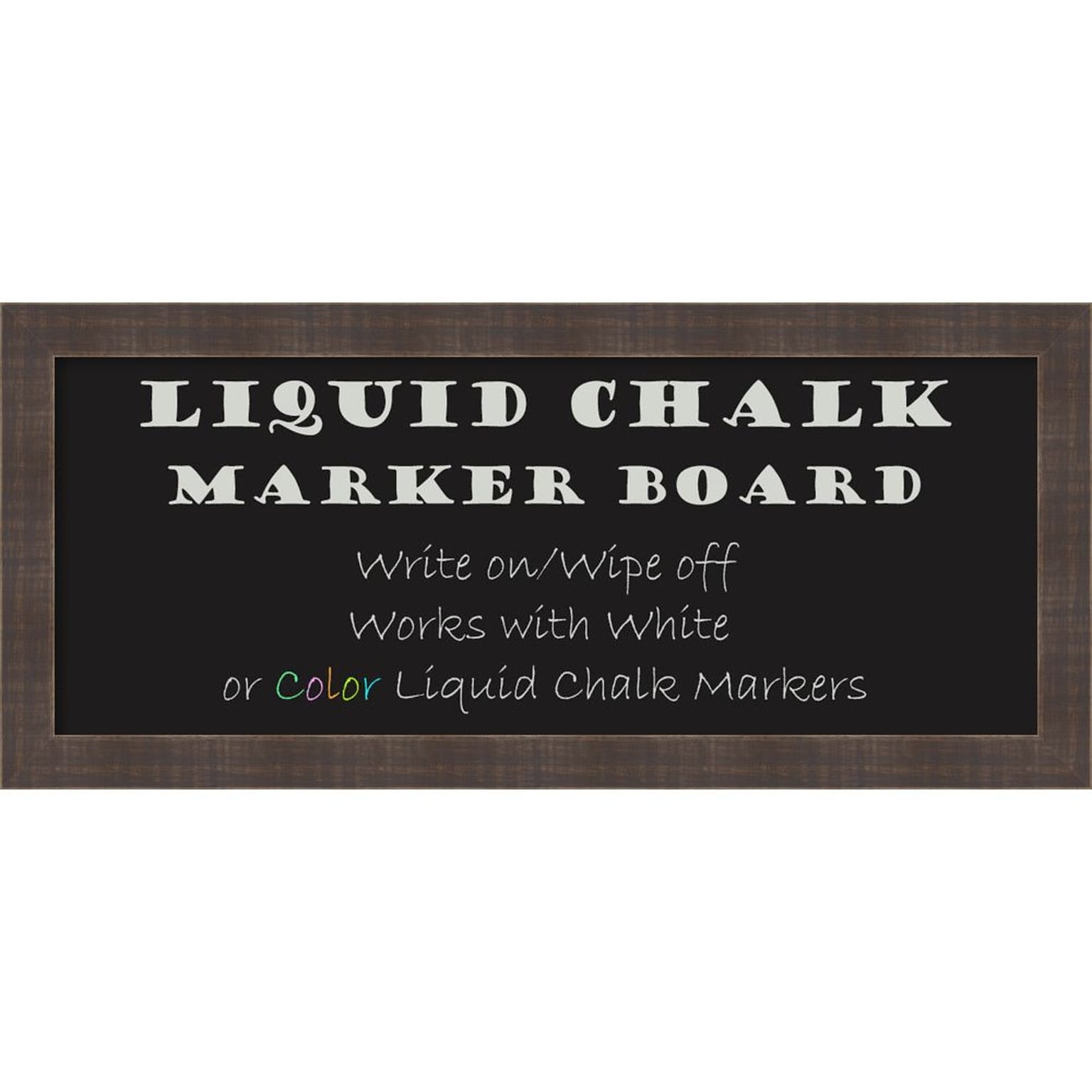Amanti Art Framed Liquid Chalk Marker Board Panel Whiskey Brown Rustic 32W x 14H Frame Brown (DSW3908065)