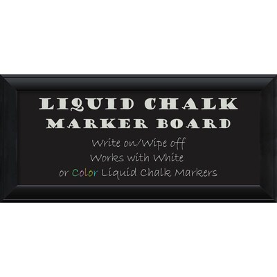 Amanti Art Framed Liquid Chalk Marker Board Panel Nero Black 34W x 16H Frame Black (DSW3908083)
