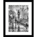 Amanti Art Framed Art Print Rainy Day (London) by Joe Reynolds 27 x 33 Frame Satin Black  (DSW3909236)