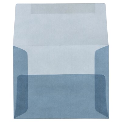 JAM Paper® A2 Translucent Vellum Invitation Envelopes, 4.375 x 5.75, Surf Blue, 25/Pack (1591647)