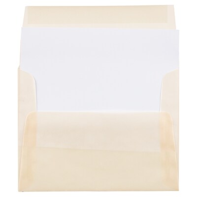 JAM Paper Vellum A2 Invitation Envelope, 4 3/8" x 5 3/4", Spring Ochre Translucent, 50/Pack (PACV600I)